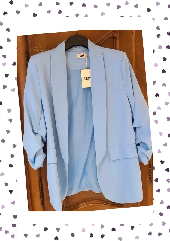 Blazer bleu ciel manches froncées - Taille Unique - Avec étiquette
